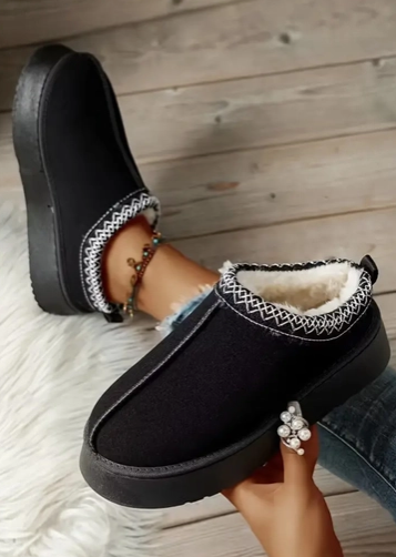 Black Suede Plush lined Snow Boots - On Mays Street