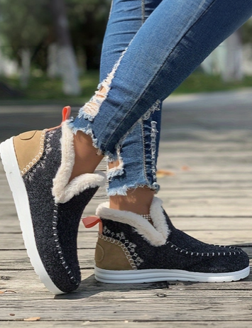 Suede Patchwork Plush Lined Ankle Boots - On Mays Street