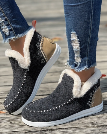 Suede Patchwork Plush Lined Ankle Boots - On Mays Street