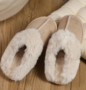 Faux Suede Plush Lined Slippers (khaki) - On Mays Street