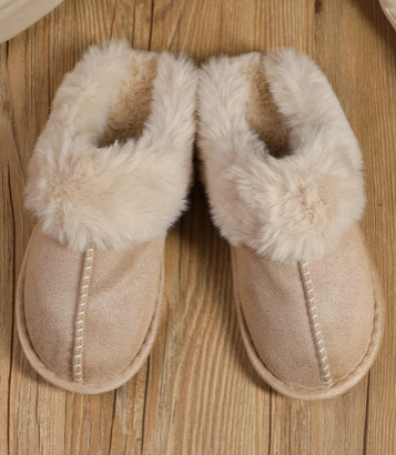 Faux Suede Plush Lined Slippers (khaki) - On Mays Street