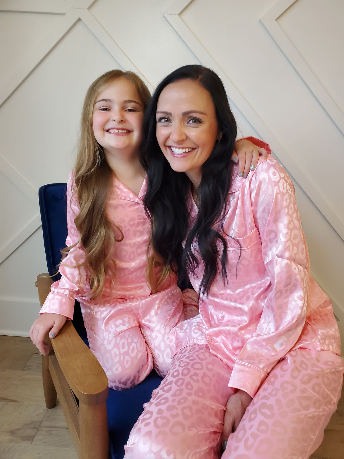 Mommy and Me Pink Leopard Silk Pajama Set On Mays Street