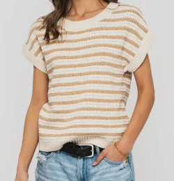 Chelsea Textured Stripe Top (Khaki)