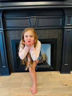 Girl's Light Pink Leopard Sweater – Cozy & Stylish Knit - On Mays Street