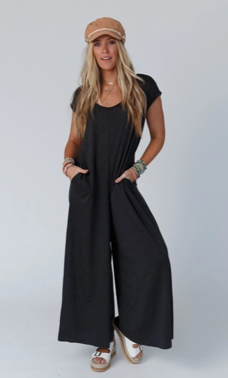 Daphine Scoop Neck Jumpsuit (Charcoal)