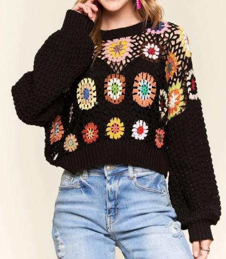 Multi Color Crochet Crop Top - On Mays Street