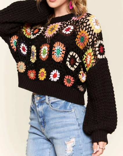 Multi Color Crochet Crop Top - On Mays Street