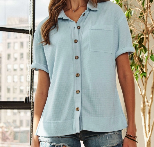 Vintage Edge Button Down Thermo Shirt (blue) - On Mays Street