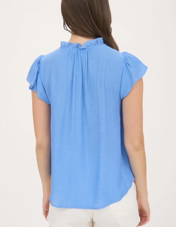 Embroidered Ruffle Tie Blouse – Back-to-School Elegance - On Mays Street