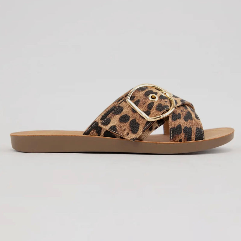 Leopard Criss Cross Sandals - On Mays Street