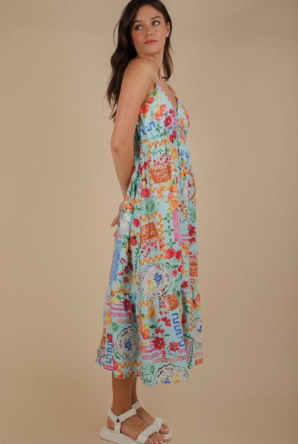 Summer Sky Midi Printed Dress: Back-to-School - On Mays Street