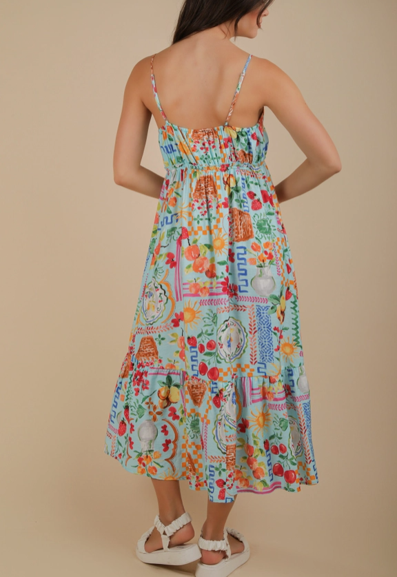 Summer Sky Midi Printed Dress: Back-to-School - On Mays Street