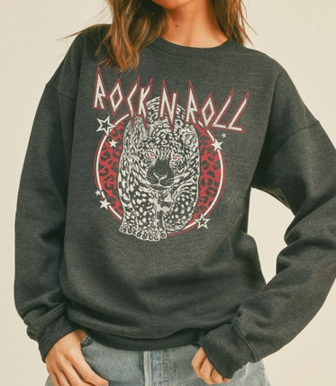 Rock & Roll Leopard Graphic Sweatshirt - On Mays Street