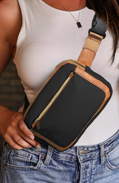 Adjustable Strap Mini Pu Leather Crossbody Bag (Black) - On Mays Street