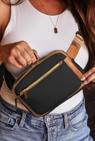 Adjustable Strap Mini Pu Leather Crossbody Bag (Black) - On Mays Street