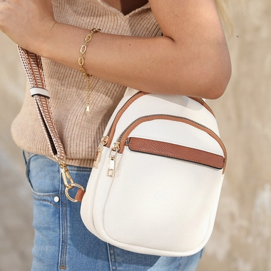 Multi Zipped Street Casual Sling Bag (white) - On Mays Street
