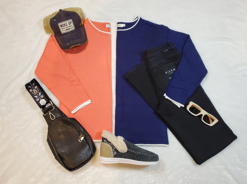Tara Crew Neck Long-Sleeve Sweater (Orange) - On Mays Street