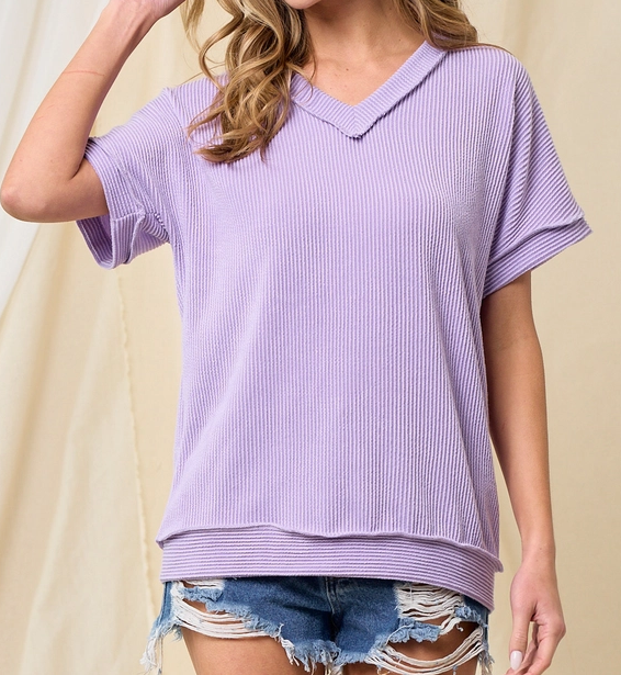 Purple Vibe Ribbed Tee - On Mays Street