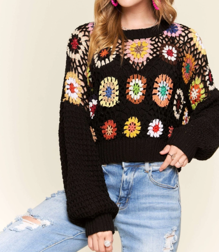 Multi Color Crochet Crop Top