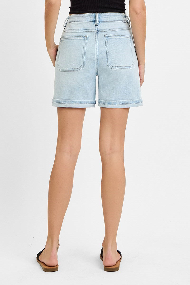 RISEN HIGH RISE PATCH POCKET CUFFED RELAXED SHORTS - On Mays Street