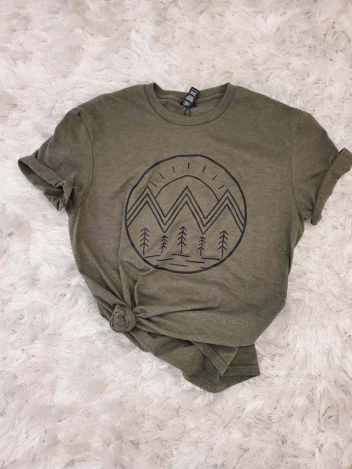 Mountain Circle Scene Tee (Heather Olive) - On Mays Street