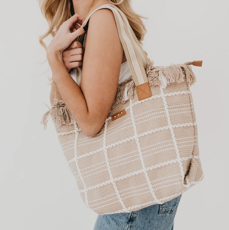 Fae Fringe Tote Bag (Beige) - On Mays Street