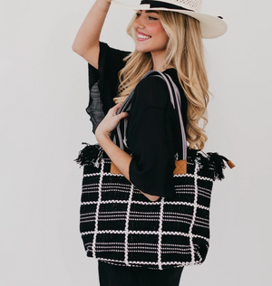 Fae Fringe Tote Bag (Black) - On Mays Street