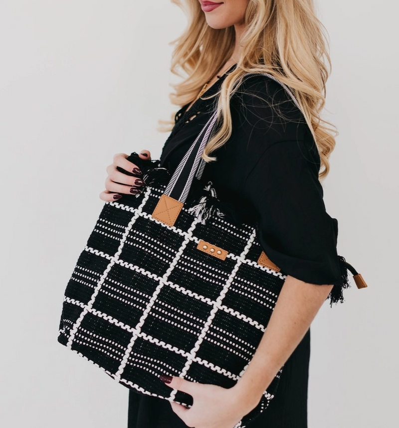Fae Fringe Tote Bag (Black) - On Mays Street