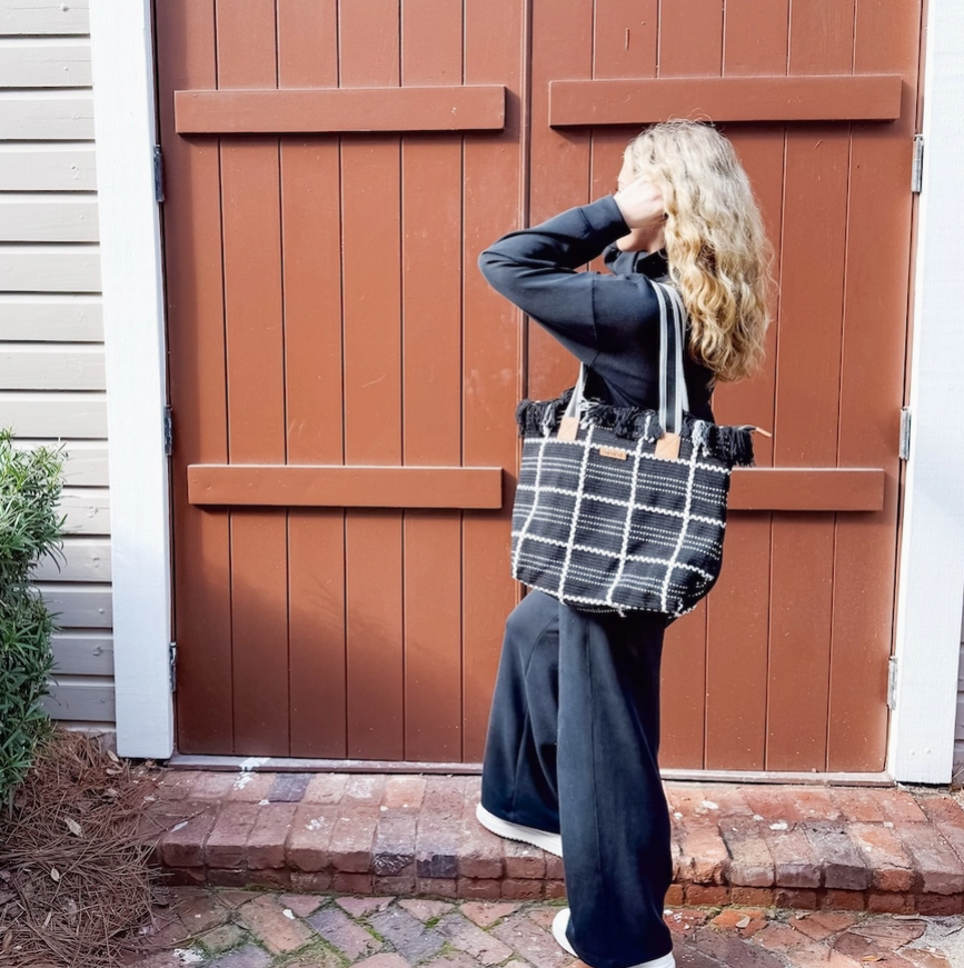 Fae Fringe Tote Bag (Black) - On Mays Street