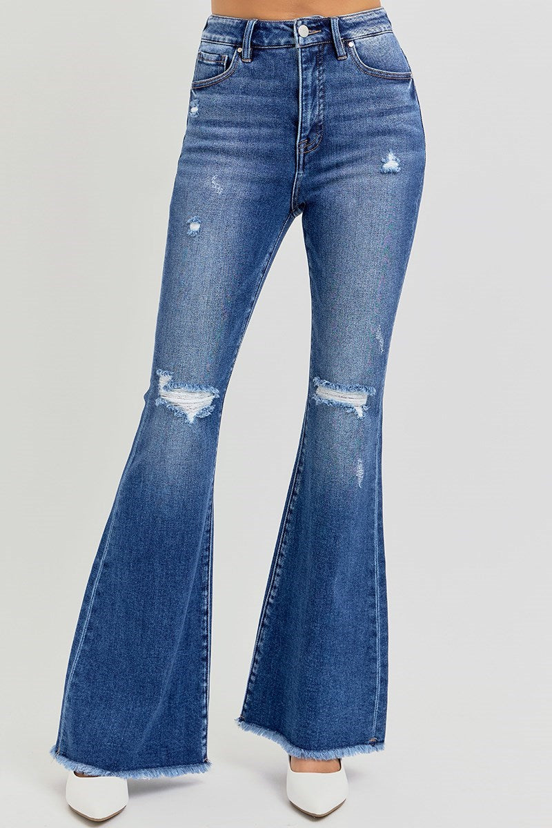 Dark High Rise Risen Flare Jeans - On Mays Street