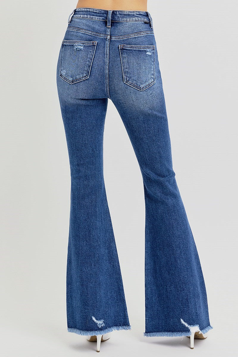 Dark High Rise Risen Flare Jeans - On Mays Street