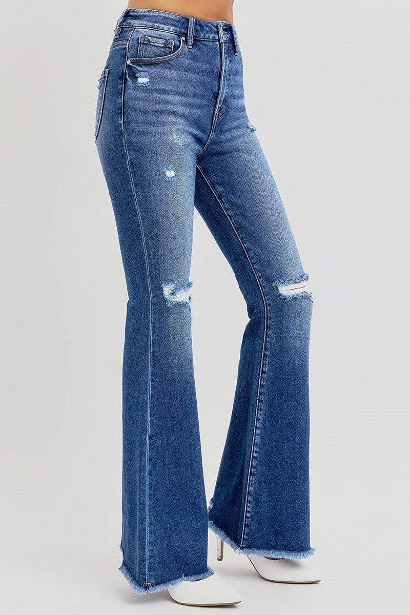 Dark High Rise Risen Flare Jeans - On Mays Street