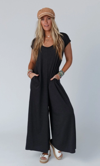 Daphine Scoop Neck Jumpsuit (Charcoal) - On Mays Street