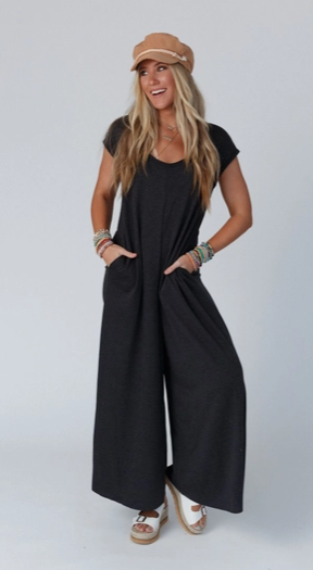 Daphine Scoop Neck Jumpsuit (Charcoal) - On Mays Street
