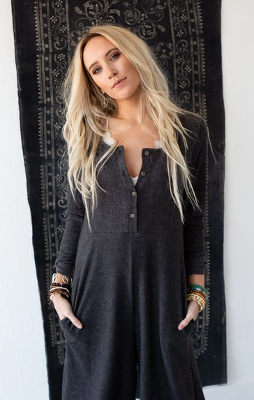 Simply Comfort Jumpsuit (Dark Gray) - On Mays Street