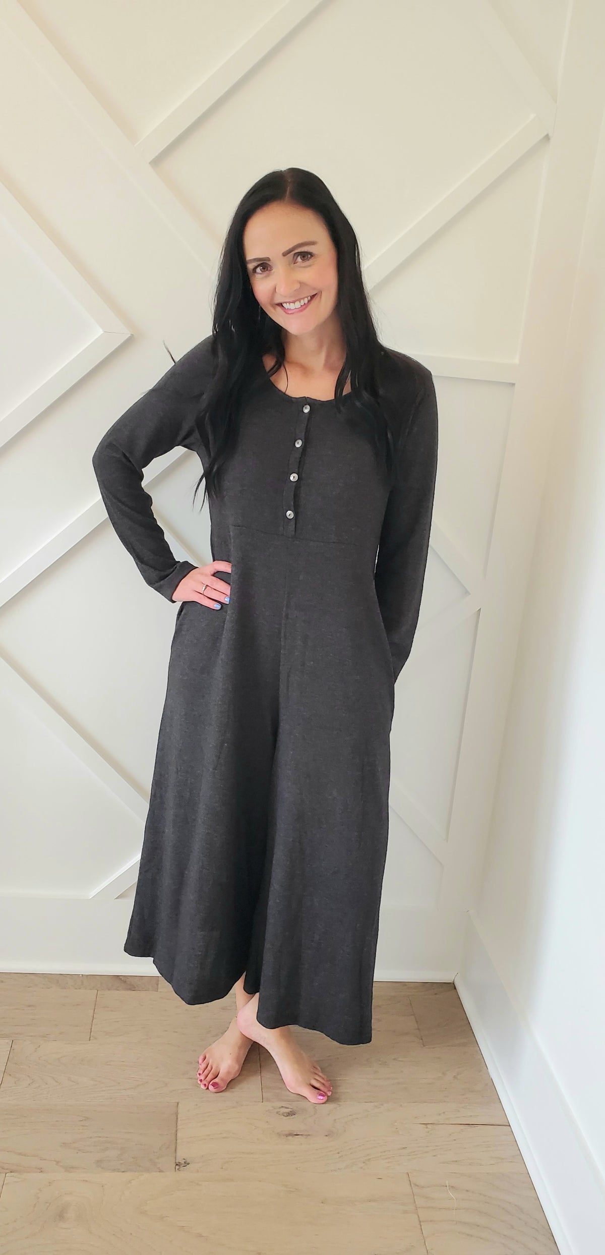 Simply Comfort Jumpsuit (Dark Gray) - On Mays Street