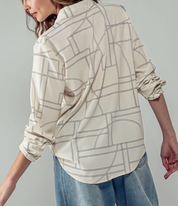 Chloe's Geo Print Button-Down Shirt - On Mays Street