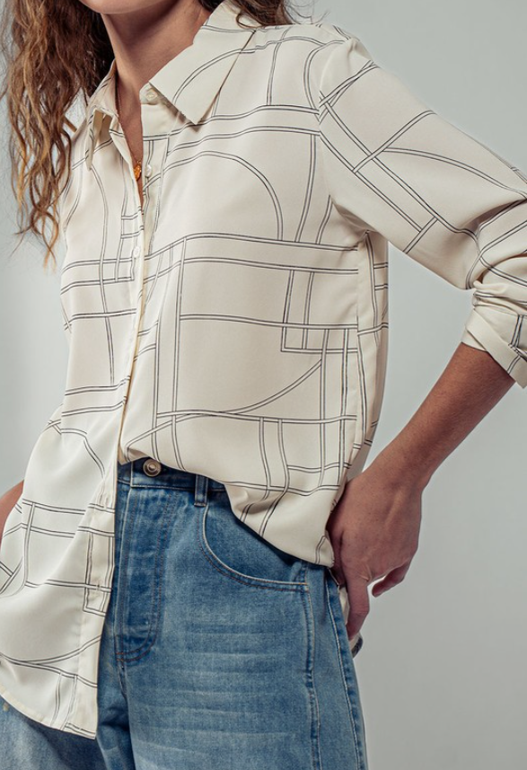 Chloe's Geo Print Button-Down Shirt - On Mays Street