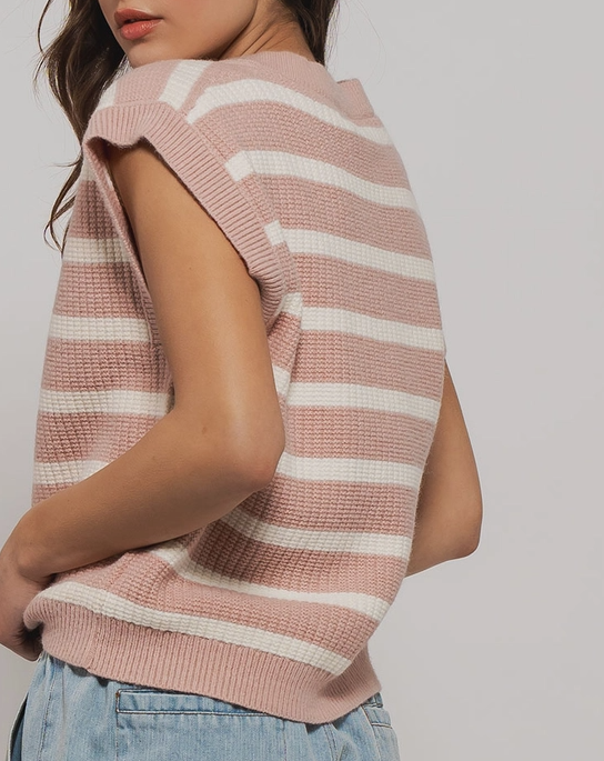 Emily's Preppy Striped V-Neck Knit Sweater - On Mays Street