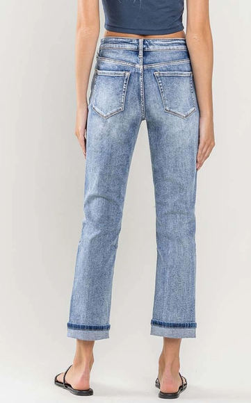 High Rise Cuffed Distressed Paint Boyfriend Jeans - On Mays Street